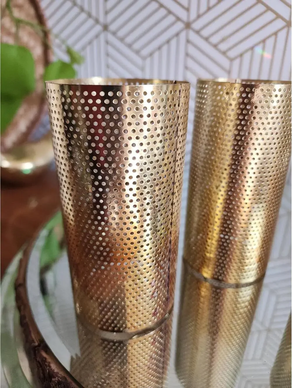 Vintage Mid Century Modern Brass Mesh Light Diffuser 5